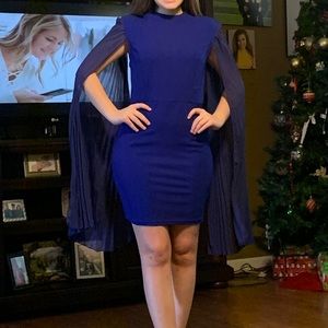 Blue Cocktail Interview Dress size 4 cape
